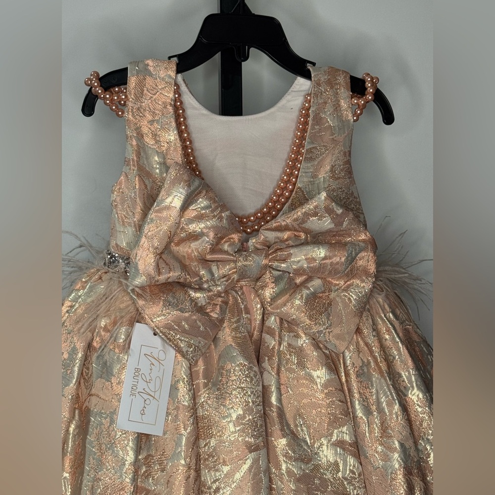 Handmade Elegant Peach Floral High-Low Dress - Picture 3 of 5